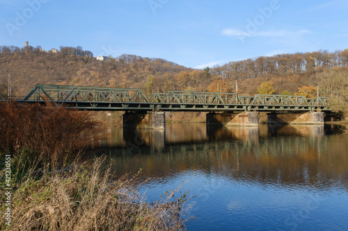 Railway Bridge At The Lenne River, Hagen, Ruhr Area, North Rhine-Westphalia, Germany, Europe