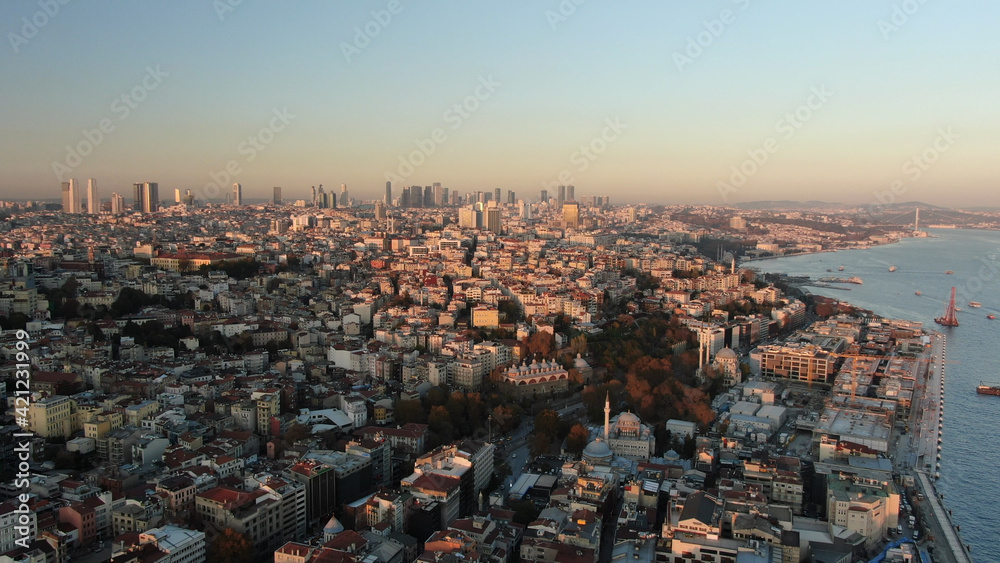 Fototapeta premium aerial view of the city in istanbul turkey