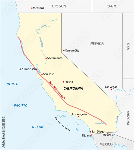 Vector map of Californias San Andreas Fault photo