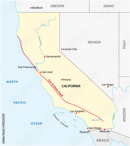 Vector map of Californias San Andreas Fault