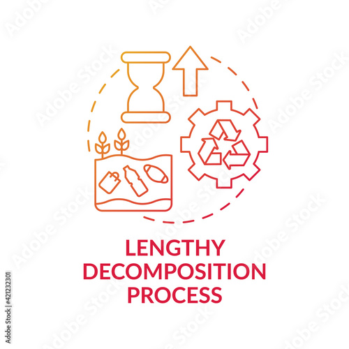 Lengthy decomposition process concept icon. Top environmental challenges idea thin line illustration. Harmful effects. Vector isolated outline RGB color drawing