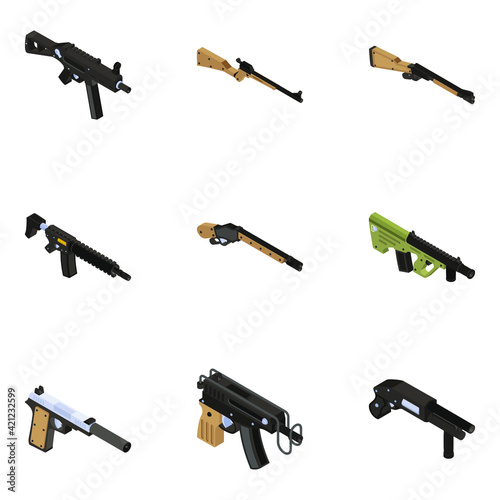 
Pack of Gun Isometric Icons

