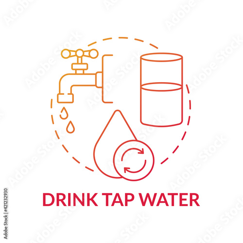 Drink tap concept icon. Avoiding microplastics tips idea thin line illustration. Ecology problem. Vector isolated outline RGB color drawing