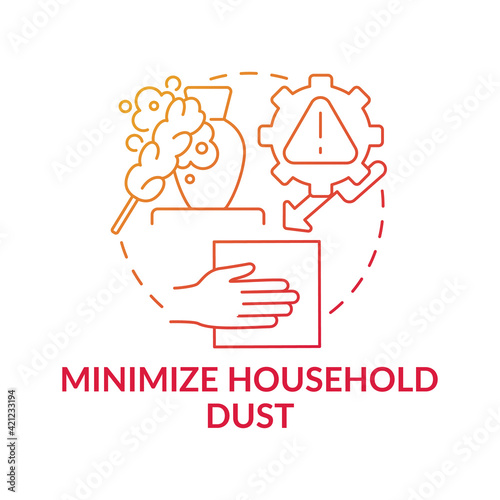 Minimize household dust concept icon. Avoiding microplastics tips idea thin line illustration. Keeping your home clean. Vector isolated outline RGB color drawing