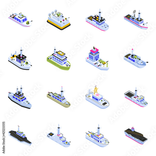 Isometric Icons of Military Ships 
