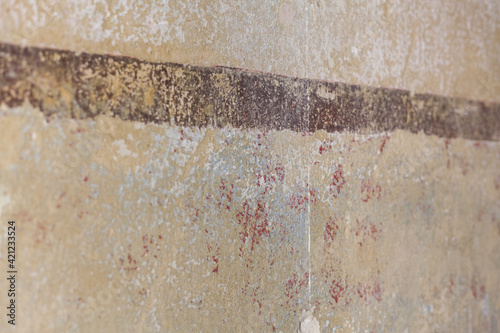 Wallpaper Mural Interior Wall with adhesions and residues of wallpaper glue and wall paint in an old building painter's trade diy renovating first own apartment moving repairing home improvement Torontodigital.ca