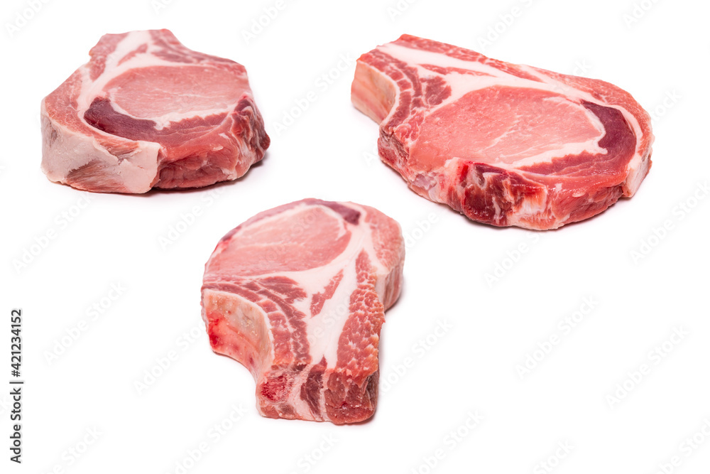 Raw pork isolated on white background. Raw pork isolated on white background.