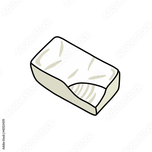 cream cheese doodle icon, vector color illustration