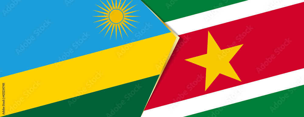 Rwanda and Suriname flags, two vector flags. Rwanda and Suriname flags, two vector flags.