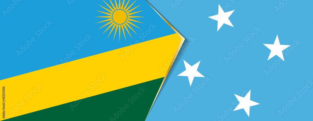 Rwanda and Micronesia flags, two vector flags. Rwanda and Micronesia flags, two vector flags.