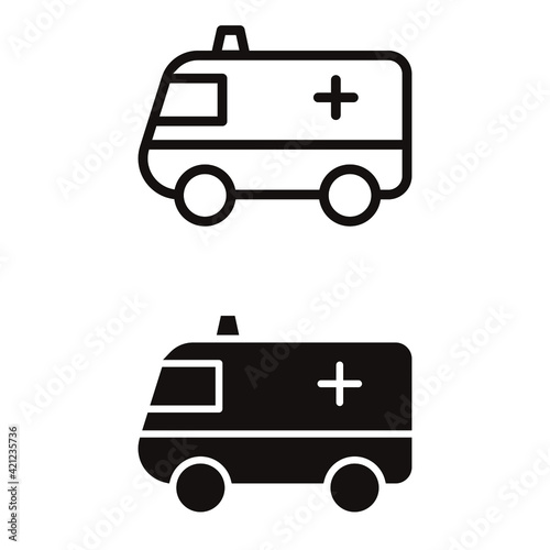 Ambulance vector icon set. Doctor illustration sign collection. resuscitation symbol or logo.