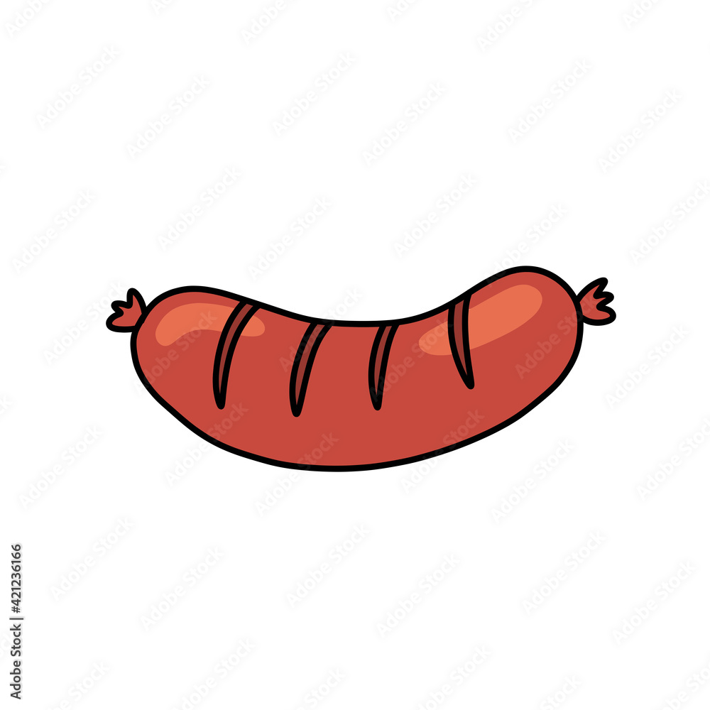 sausage doodle icon, hand drawn vector illustration sausage doodle icon, hand drawn vector illustration