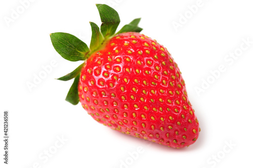 Strawberries with leaves.