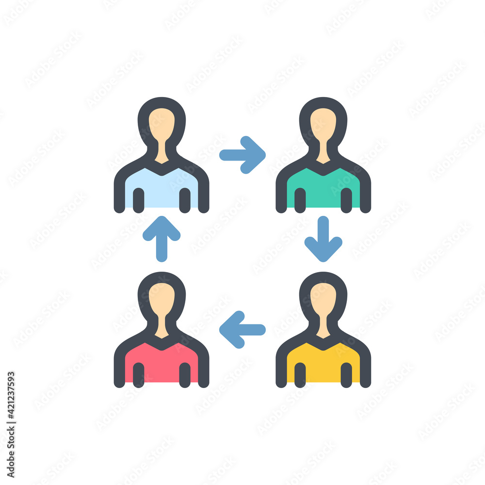 People transfer and Staff renewal color line icon. Employee replacement and Staff exchange vector outline colorful sign. People transfer and Staff renewal color line icon. Employee replacement and Staff exchange vector outline colorful sign.