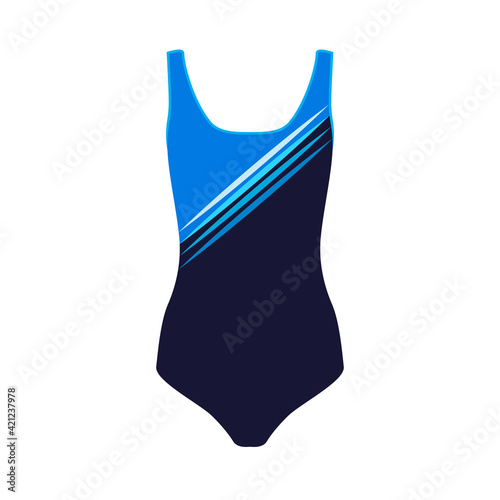 One piece blue swimsuit for women, vector illustration
