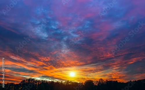 Beautiful heavenly landscape with the sun in the clouds . 