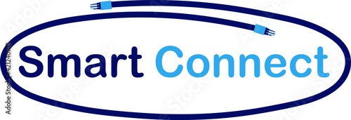 Smart WIFI Cable Internet Fiber Optic Blue Connection Logo Design Symbol