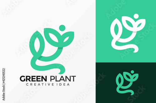 Nature Green Plant Logo Vector Design. Abstract emblem, designs concept, logos, logotype element for template.