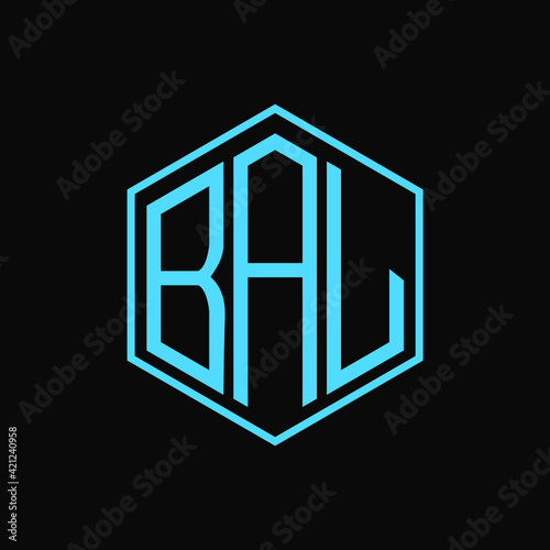 Bal poligon  logo design in black background/initial bal logo design.