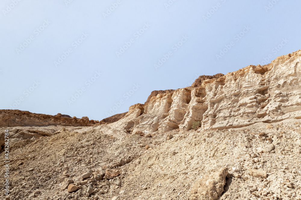 Sandy mountains in the desert on the shores of the Dead Sea in Israel Sandy mountains in the desert on the shores of the Dead Sea in Israel