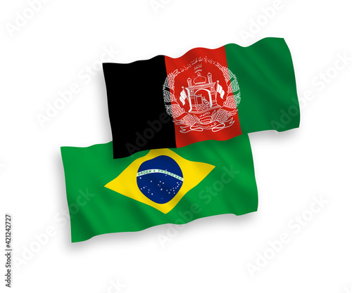 Flags of Brazil and Islamic Republic of Afghanistan on a white background
