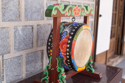 Korean traditional drum called buk, with Taegeuk symbol.