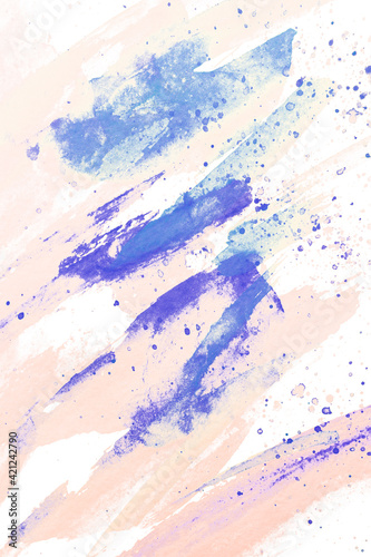Pink and blue watercolor blot on white background