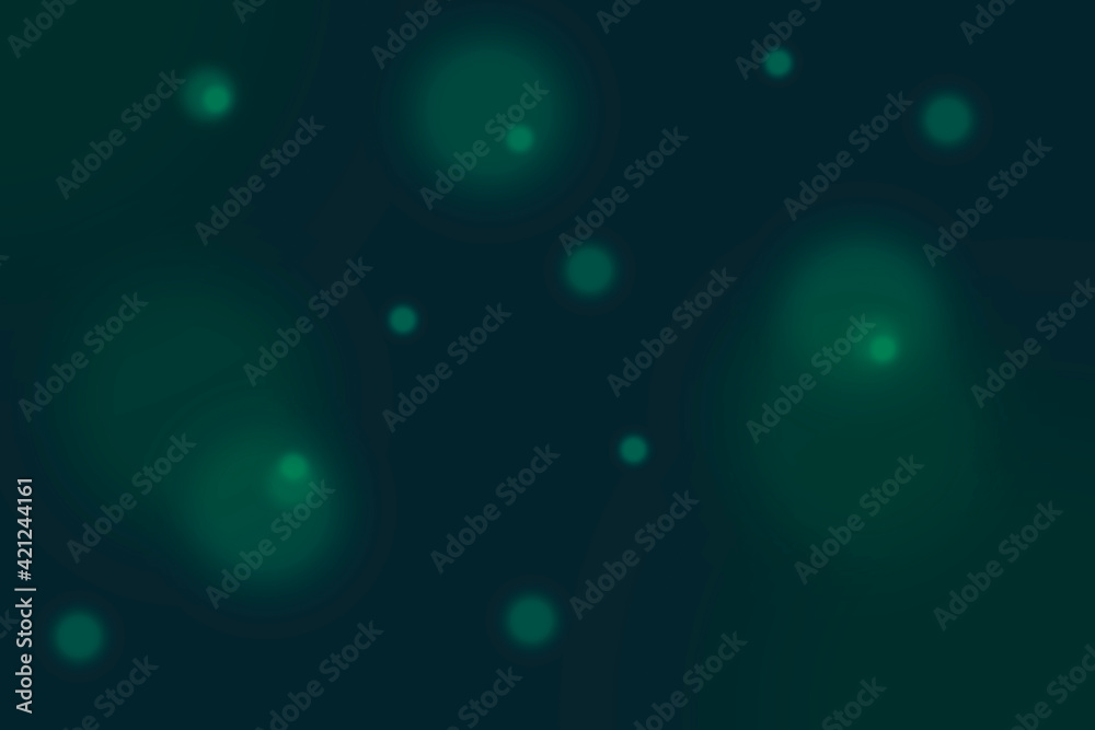 Dark blue green background with bokeh effect. Abstract light background with copy space for design. Web banner.