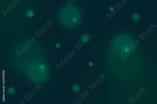 Dark blue green background with bokeh effect. Abstract light background with copy space for design. Web banner.