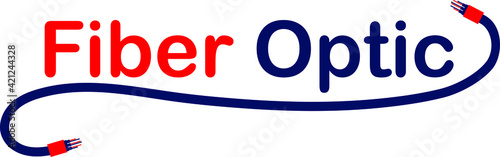 Fibre Optic Internet Cable Wifi Broadband Logo Design Template Red Blue Simple