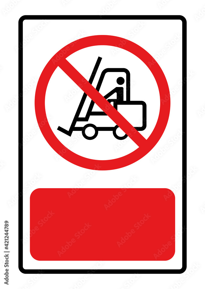 Forklift prohibited symbol Red background for text input Vector illustration