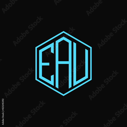 EAU polygon letter icon design on BLACK background.Creative letter
EAU-E A U logo design. EAU initials Polygon Logo design.