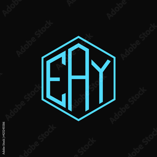EAY polygon letter icon design on BLACK background.Creative letter
EAY- E A Y logo design. EAY initials Polygon Logo design.
