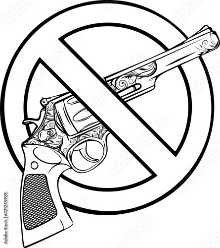 draw in black and white of Symbol No gun on white background vector illustration