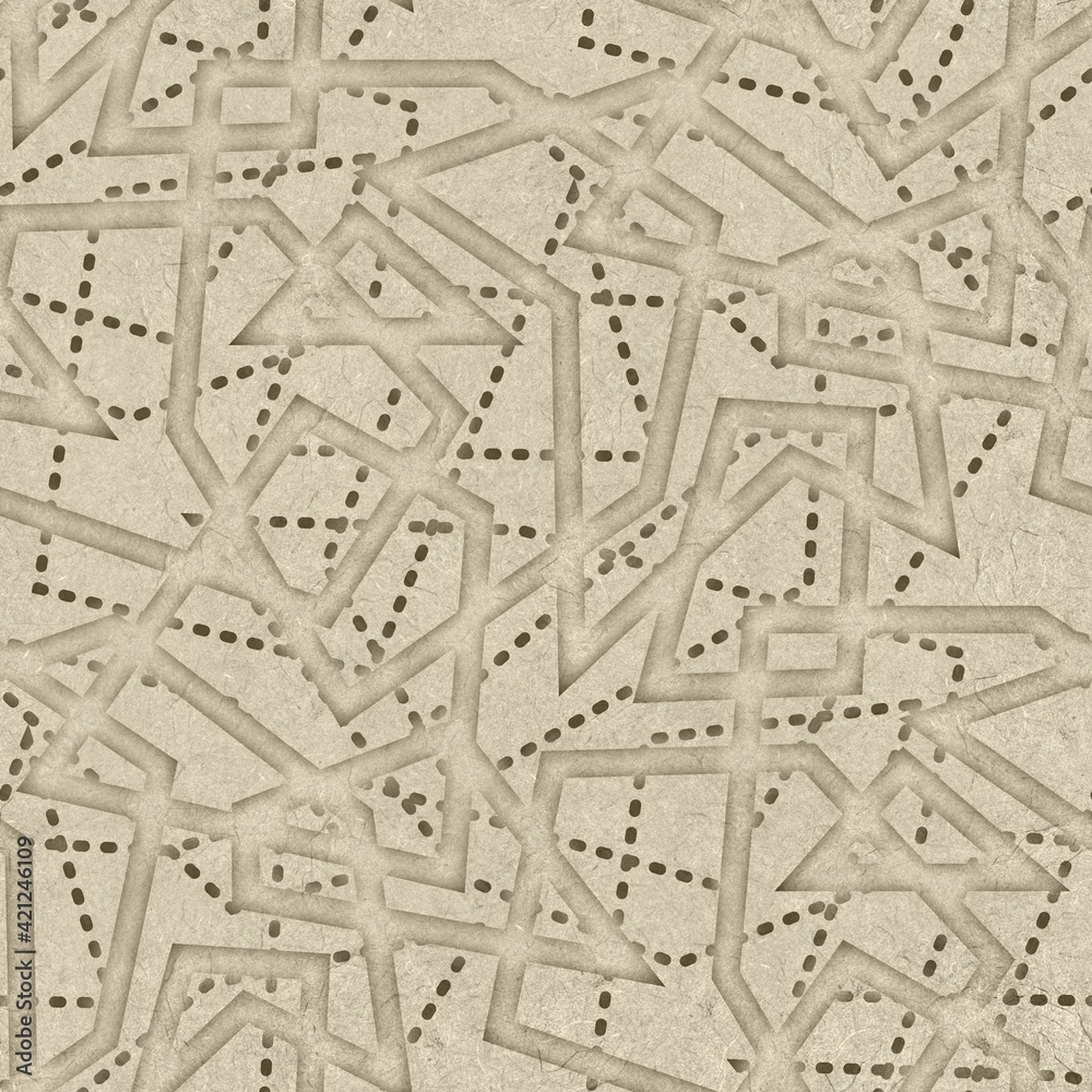 Seamless embossed paper texture for print. High quality illustration. Beige taupe or tan paper texture with embossed abstract ethnic tribal design overlay. Seamless repeat raster jpg pattern swatch. Seamless embossed paper texture for print. High quality illustration. Beige taupe or tan paper texture with embossed abstract ethnic tribal design overlay. Seamless repeat raster jpg pattern swatch.