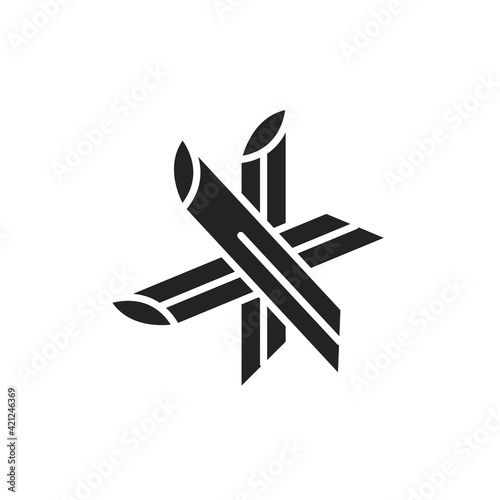 Original italian pasta Penne rigate color line icon. Isolated vector element.