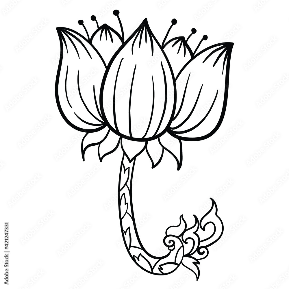 Thai line art style, lotus
