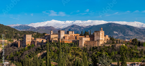 Panoramic view of the city of Granada and Alhambra, Spain