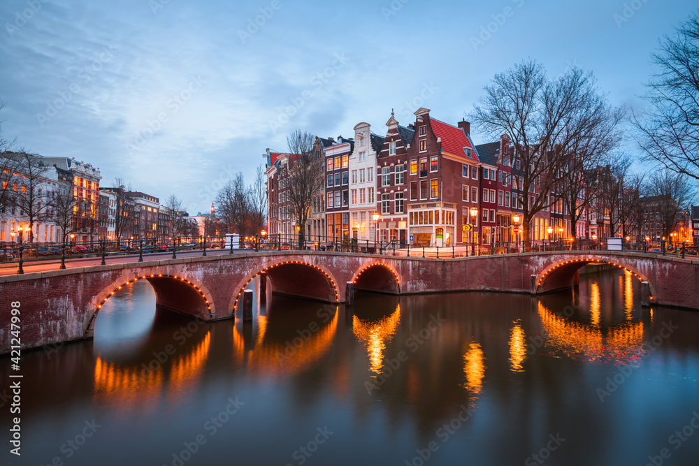 Obraz premium Amsterdam, Netherlands Bridges and Canals