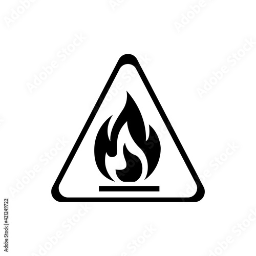 Attention fire hazard black element. Warning sign. Pictogram for web page, mobile app, promo. UI UX GUI design element.