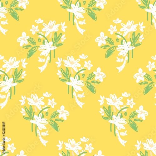 Hand drawn flowers background illustration spring summer print for textiles vector