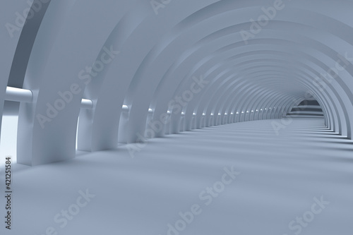 White arch background, Tunel, 3D Rendering 
