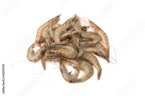 Fresh raw shrimp (Litopenaeus vannamei) isolated on white background