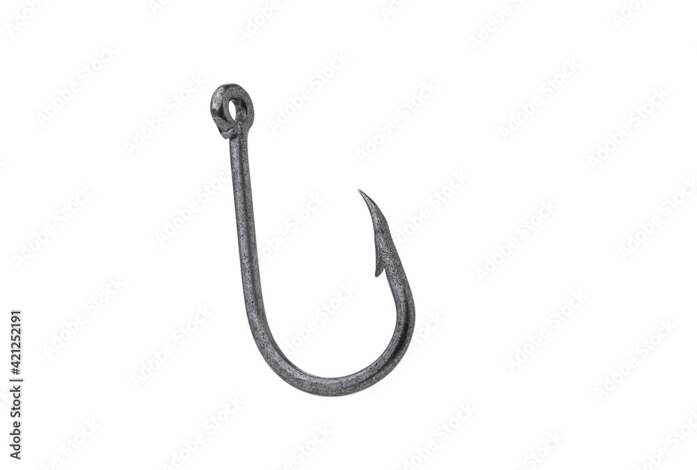 close up shot of fish hook isolated on white background with Clipping Path close up shot of fish hook isolated on white background with Clipping Path