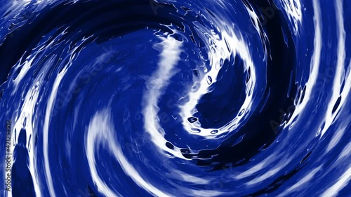 Whirlpool. Blue swirling spiral. Animation from abstract waves. Funnel made of water.