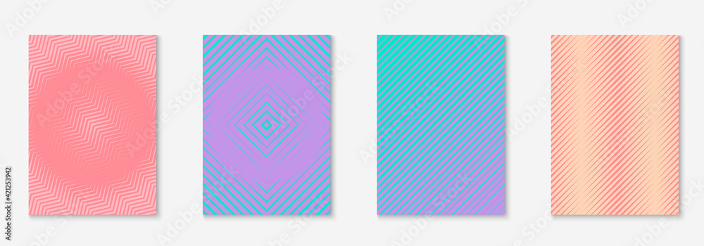 Set brochure as minimalist trendy cover. Line geometric element. - obrazy, fototapety, plakaty 