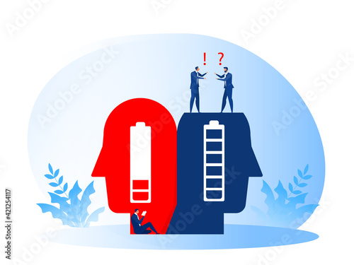 Introvert man enjoy reading book alone different Extrovert people are talkative and enjoy meeting new people.concept vector illustration.