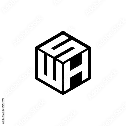 WHS letter logo design with white background in illustrator, cube logo, vector logo, modern alphabet font overlap style. calligraphy designs for logo, Poster, Invitation, etc.	
