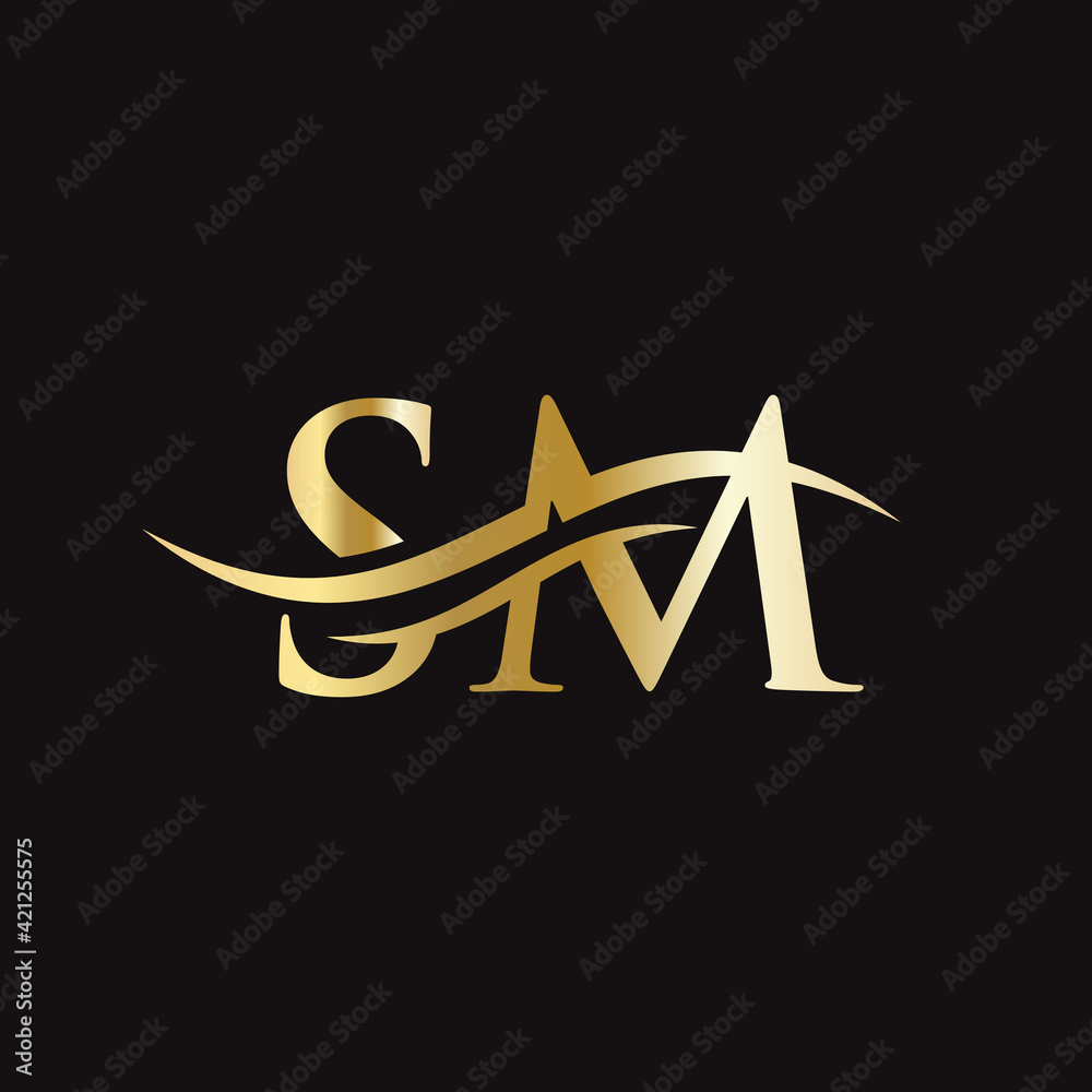 SM logo. Monogram letter SM logo design Vector. SM letter logo design ...