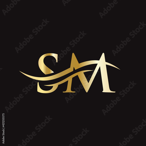 SM logo. Monogram letter SM logo design Vector. SM letter logo design with modern trendy.